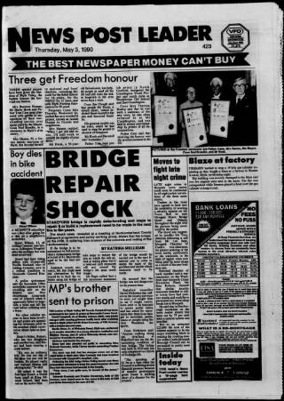 cover page of Blyth News Post Leader published on May 3, 1990